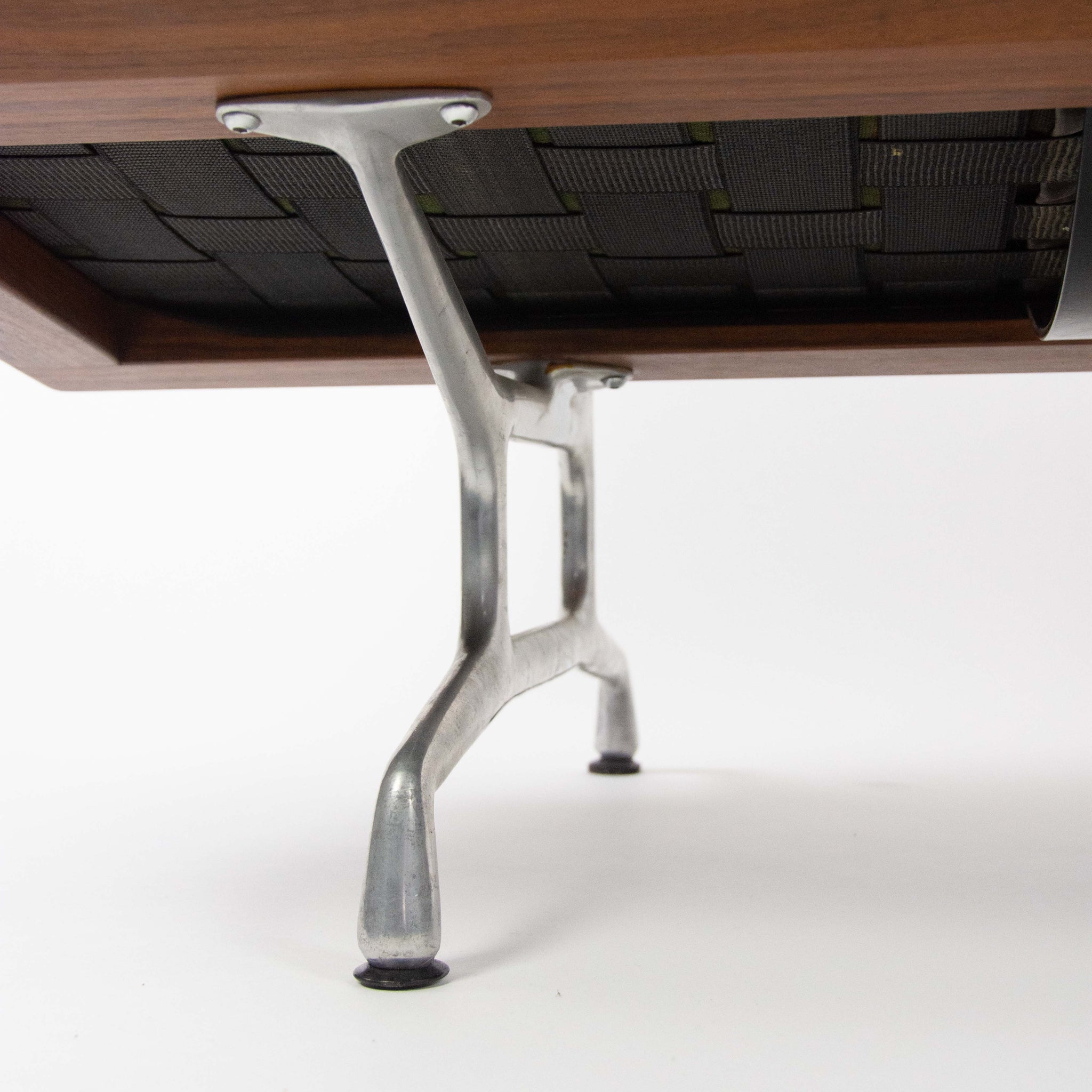 SOLD 1980s Vintage Eames Herman Miller Three Seater Sofa Walnut and Brown Leather #2