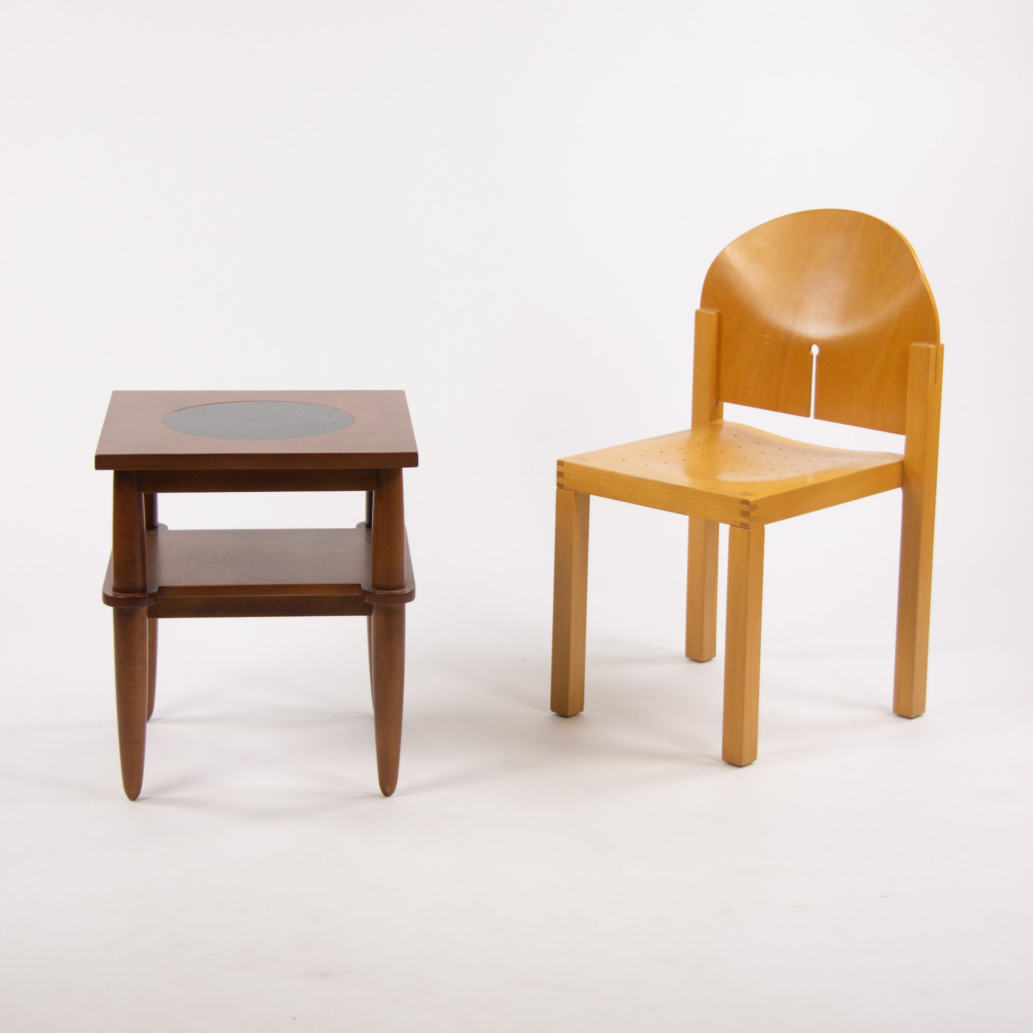 1990s Vintage Michael Graves Design End Side Table Cherry Postmodern