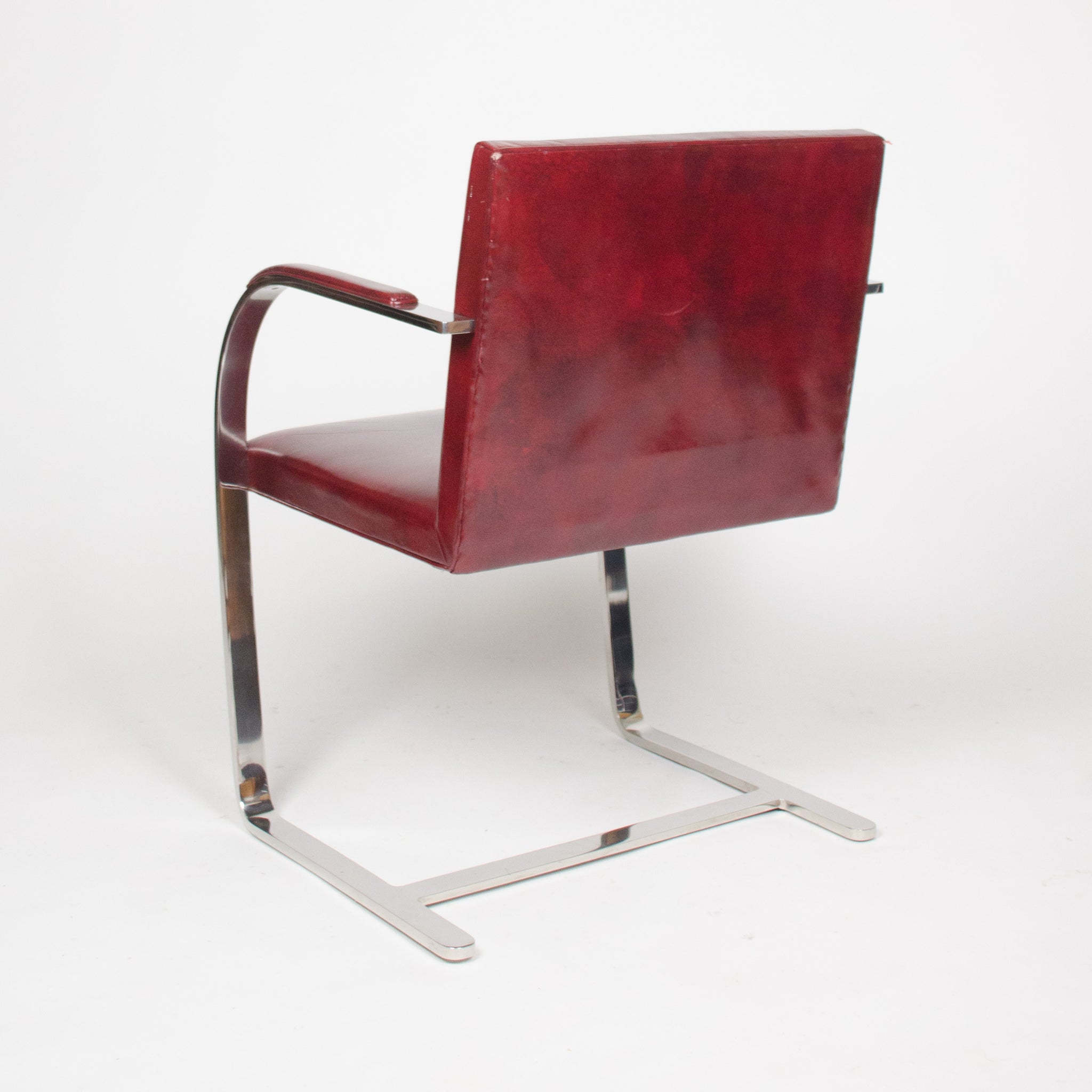 SOLD Knoll International Stainless Mies Van Der Rohe Brno Flat Bar Armchairs