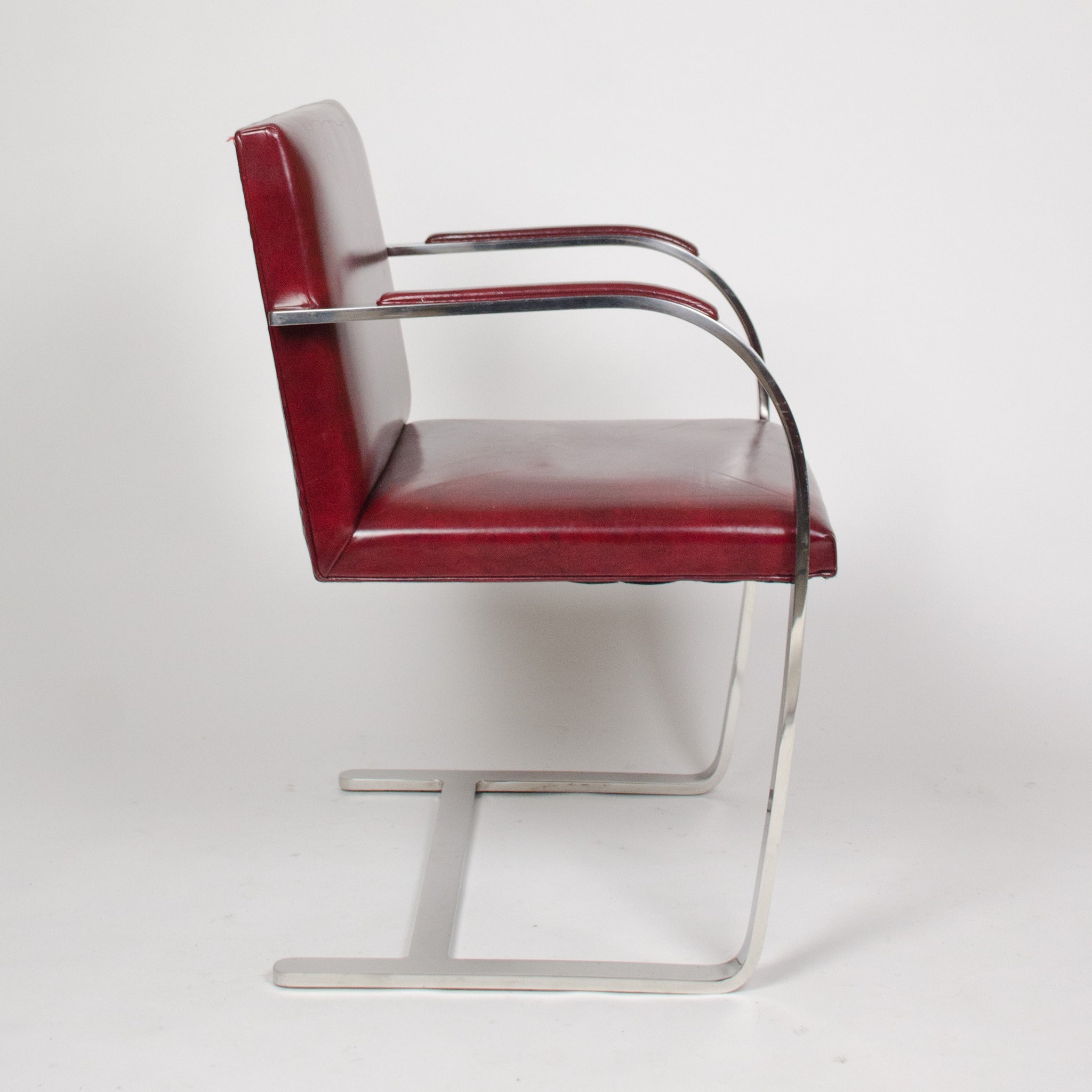 SOLD Knoll International Stainless Mies Van Der Rohe Brno Flat Bar Armchairs