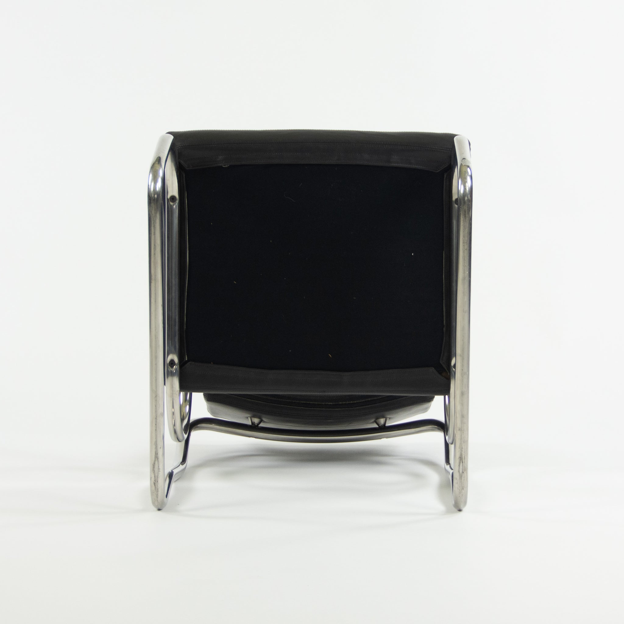 1990s Pair of Sant'elia Arm Chairs by Giuseppe Terragni for Zanotta Leather & Stainless