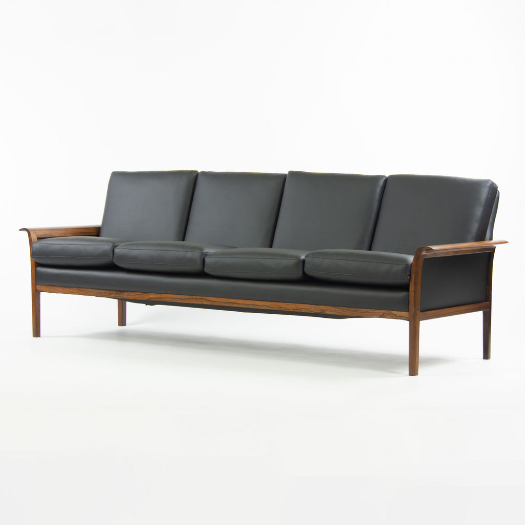 1960's Knut Saeter Rosewood Sofa for Vatne Mobler Norway New Black Upholstery