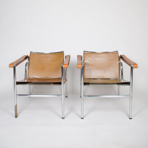 1950's Authentic Le Corbusier Marked STENDIG LC1 Basculant Chairs Thonet Cassina