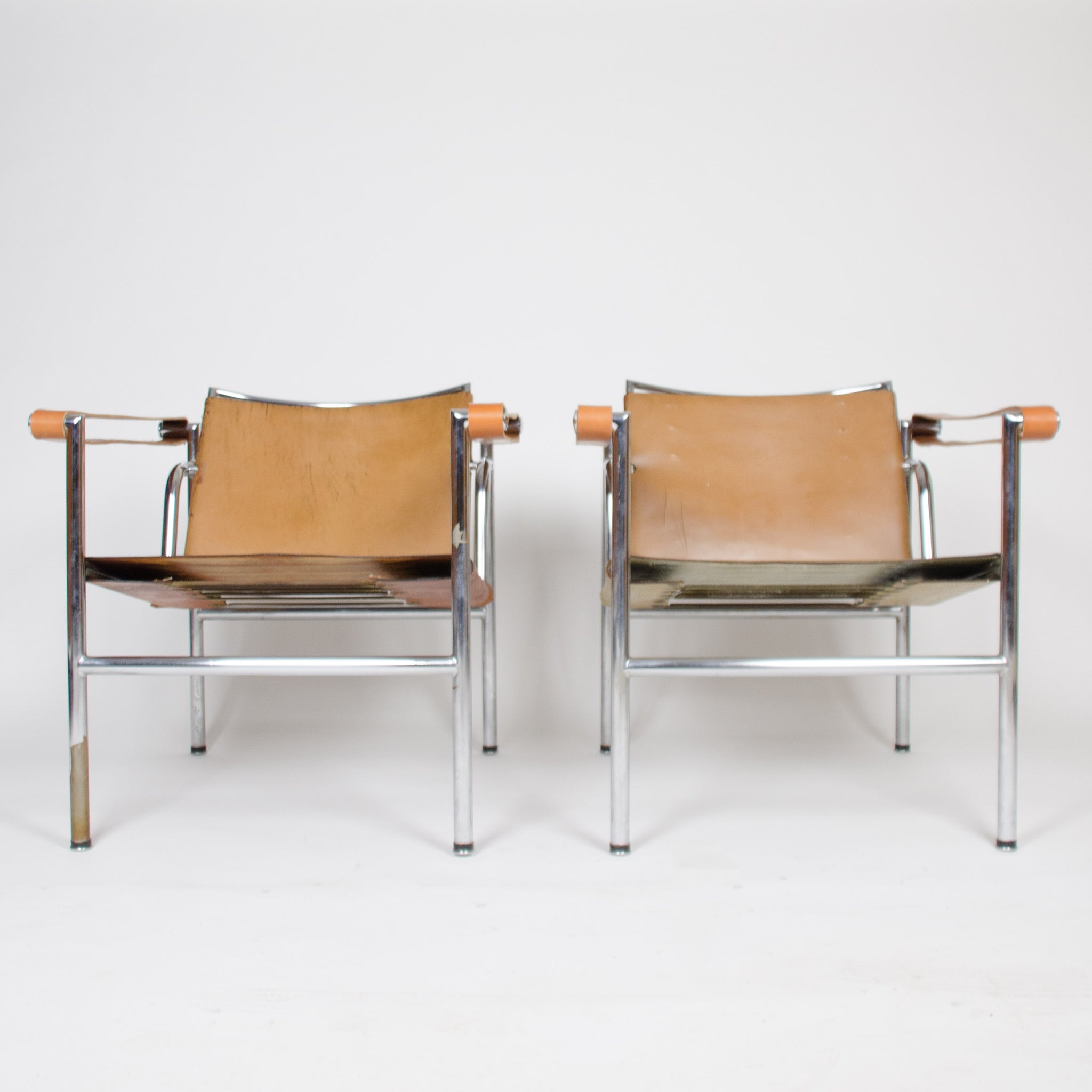 1950's Authentic Le Corbusier Marked STENDIG LC1 Basculant Chairs Thonet Cassina