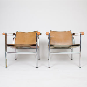 1950's Authentic Le Corbusier Marked STENDIG LC1 Basculant Chairs Thonet Cassina