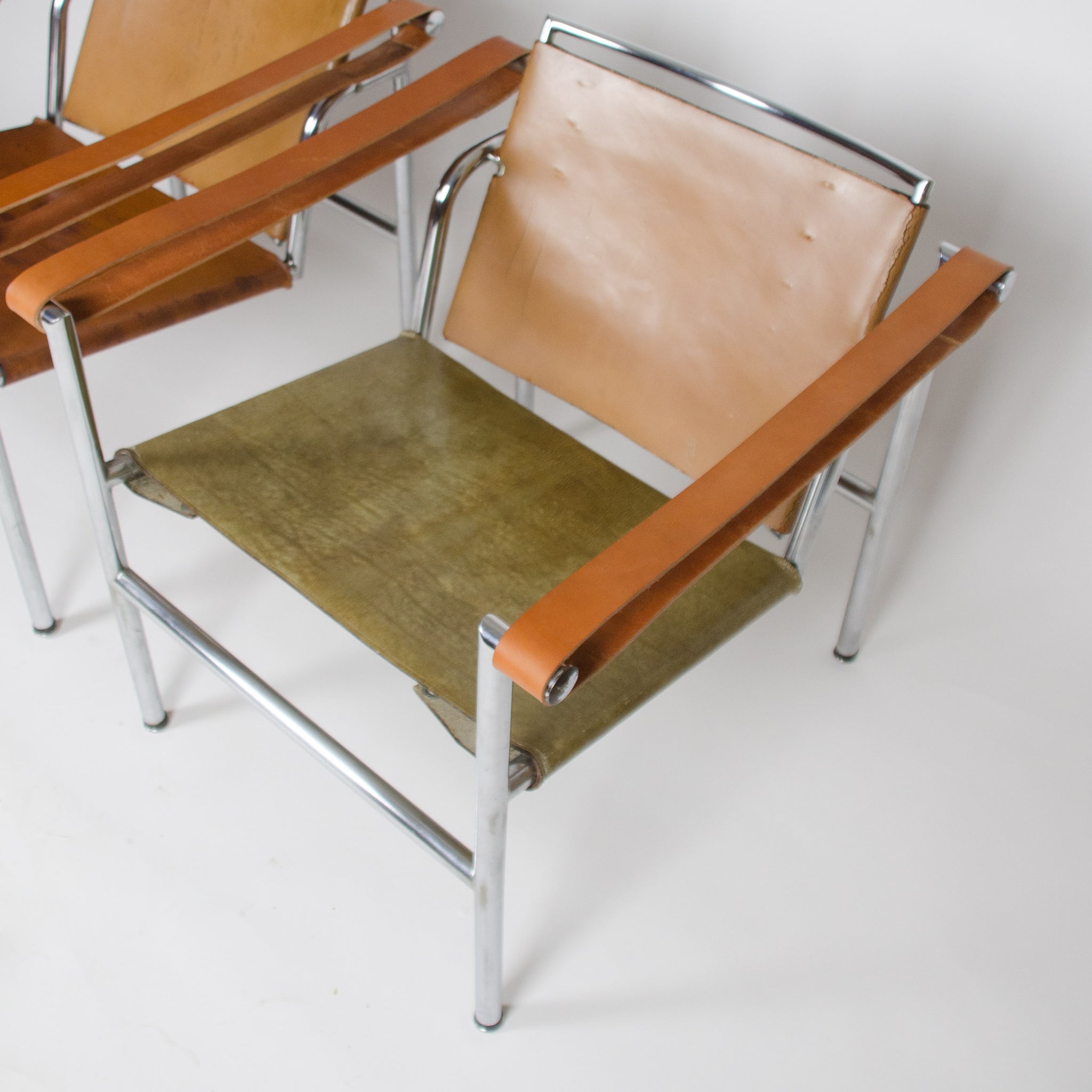 1950's Authentic Le Corbusier Marked STENDIG LC1 Basculant Chairs Thonet Cassina