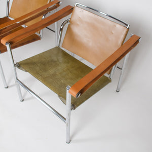 1950's Authentic Le Corbusier Marked STENDIG LC1 Basculant Chairs Thonet Cassina