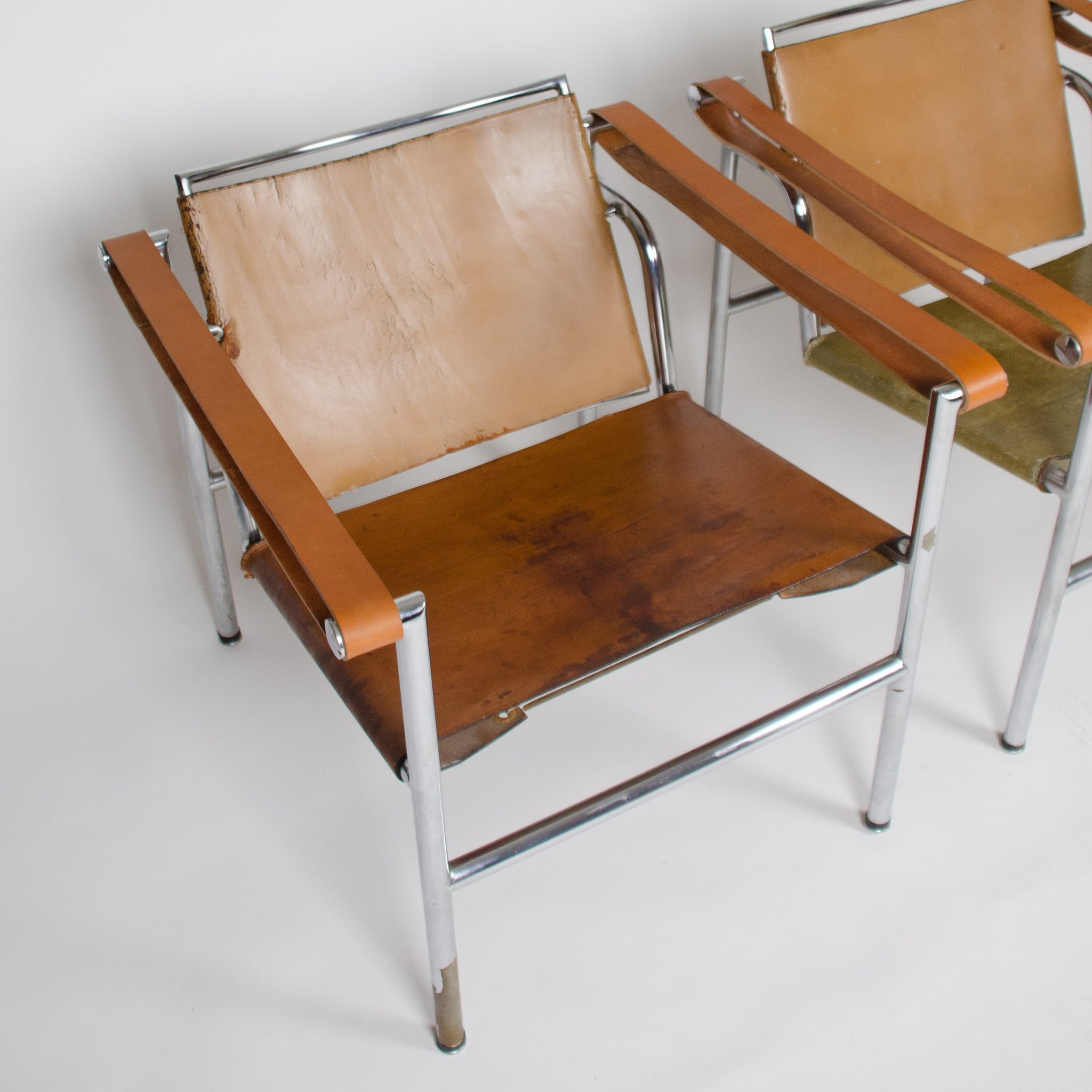 1950's Authentic Le Corbusier Marked STENDIG LC1 Basculant Chairs Thonet Cassina
