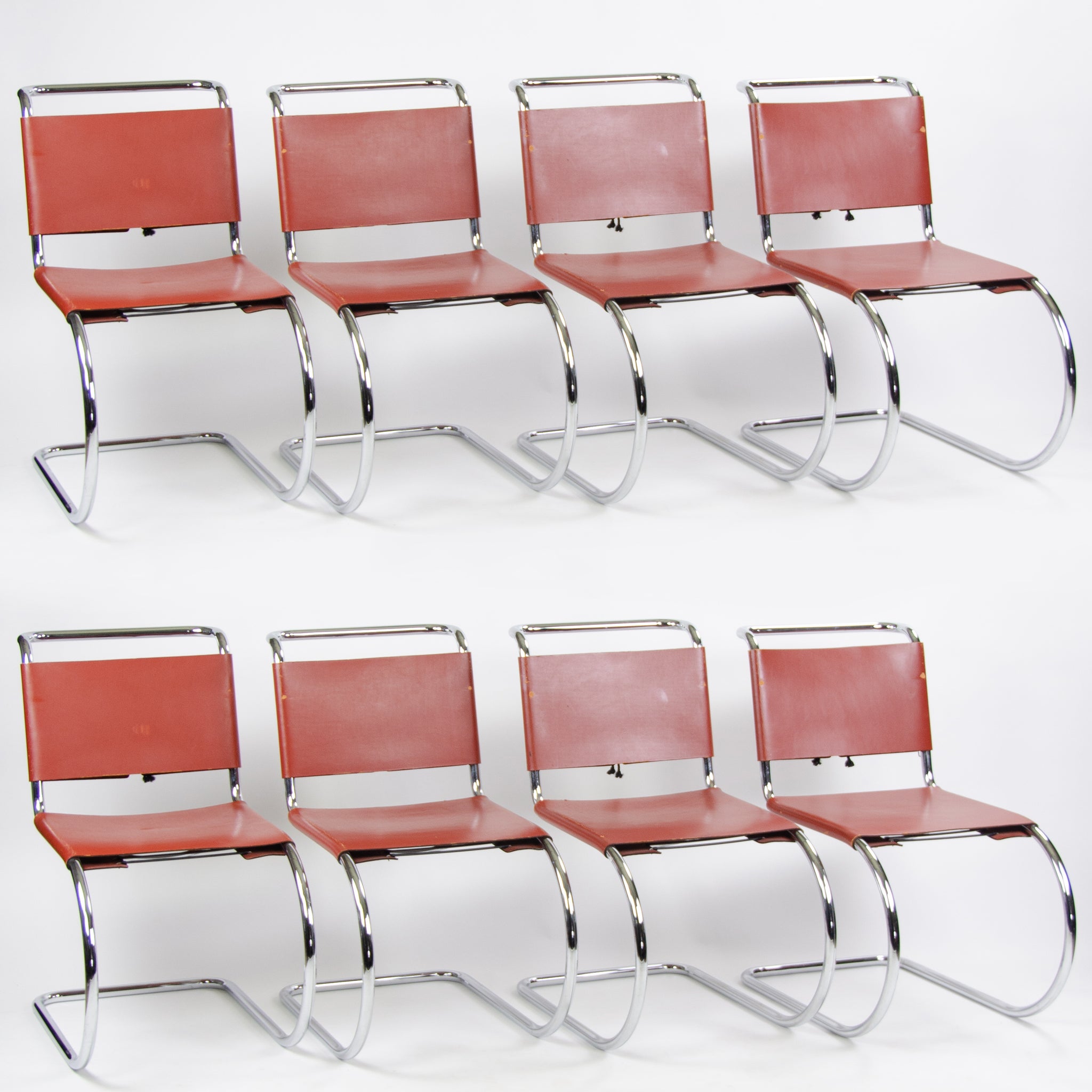 SOLD Knoll International Thonet Mies Van Der Rohe MR10 Dining Chairs Bauhaus Set of 8