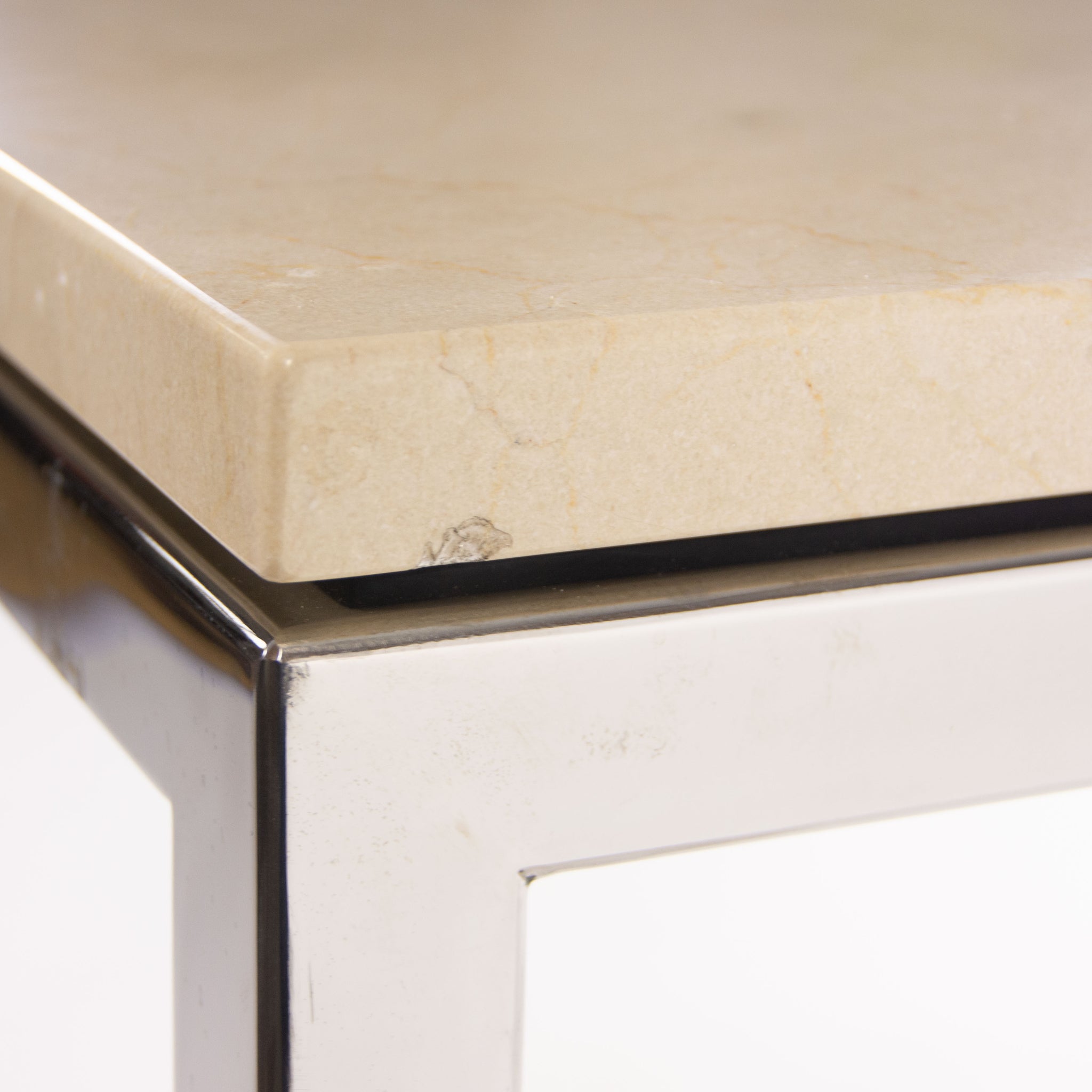 Granite 6x3 ft Meeting Dining Conference Table Beige w/ Stainless Base Knoll