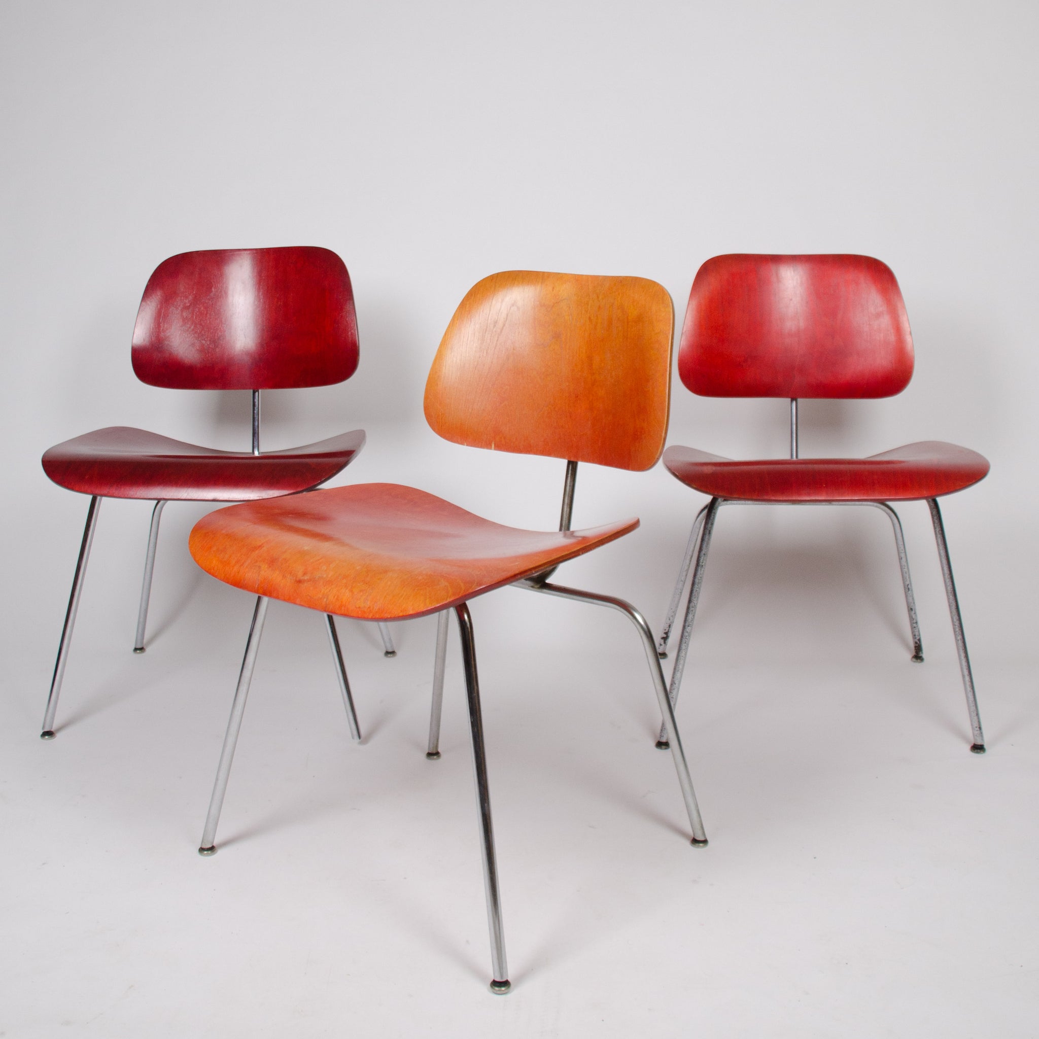 Eames Evans Herman Miller 1940's DCM Dining Chairs Red Aniline Dye 1x Available