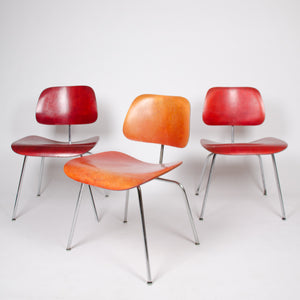 Eames Evans Herman Miller 1940's DCM Dining Chairs Red Aniline Dye 1x Available