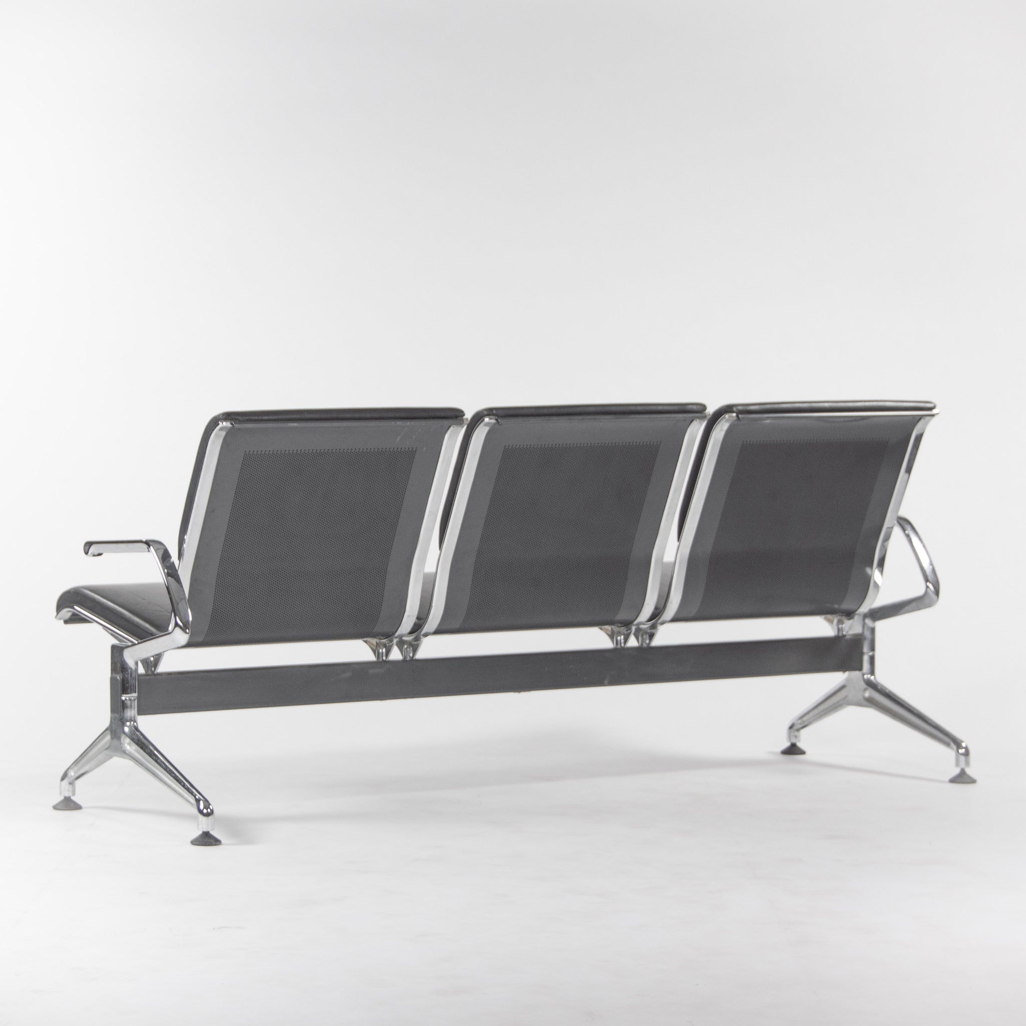 SOLD Jorgen Kastholm Kusch+Co 7130 3-Seater Airport Bench Seating Black Leather