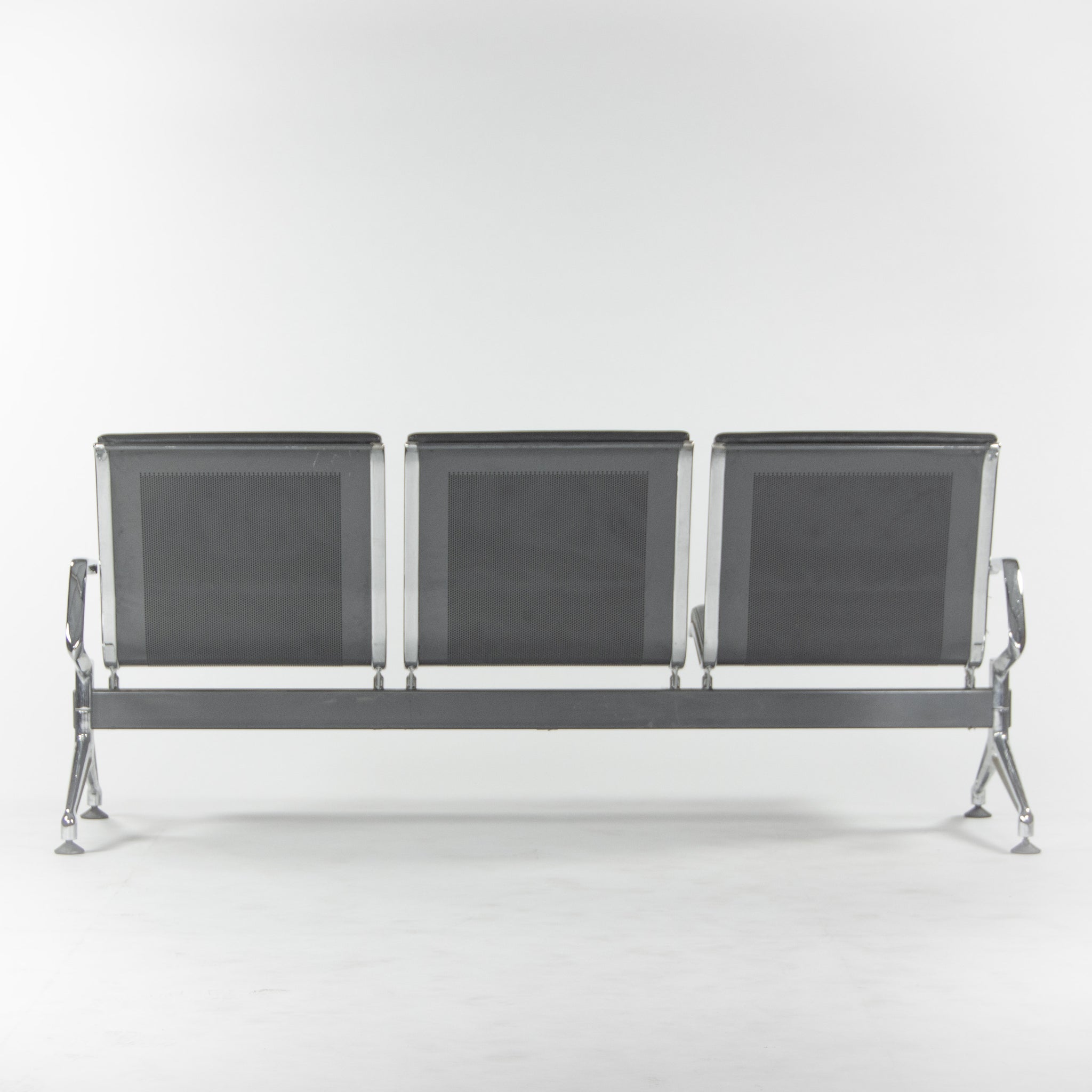 SOLD Jorgen Kastholm Kusch+Co 7130 3-Seater Airport Bench Seating Black Leather
