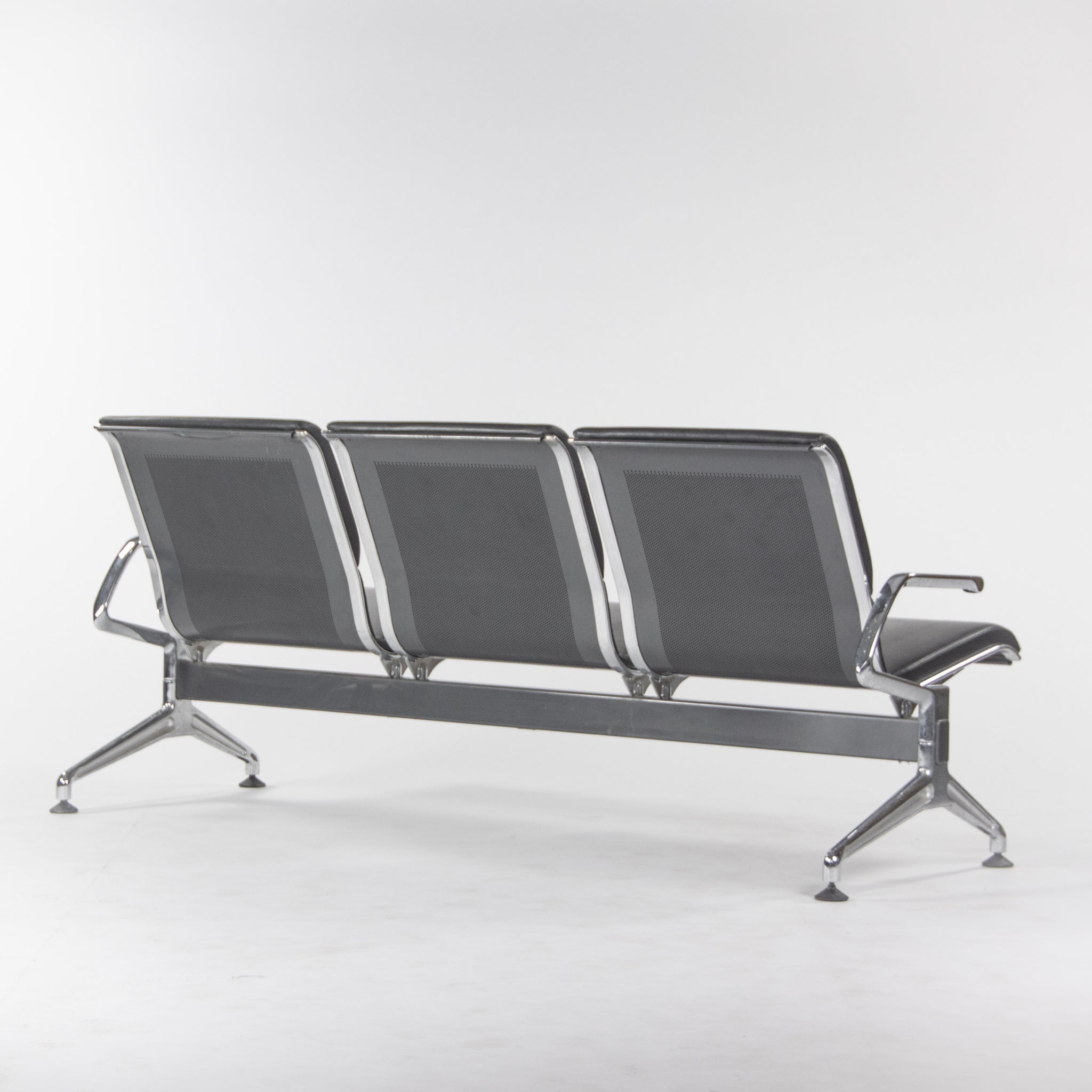 SOLD Jorgen Kastholm Kusch+Co 7130 3-Seater Airport Bench Seating Black Leather