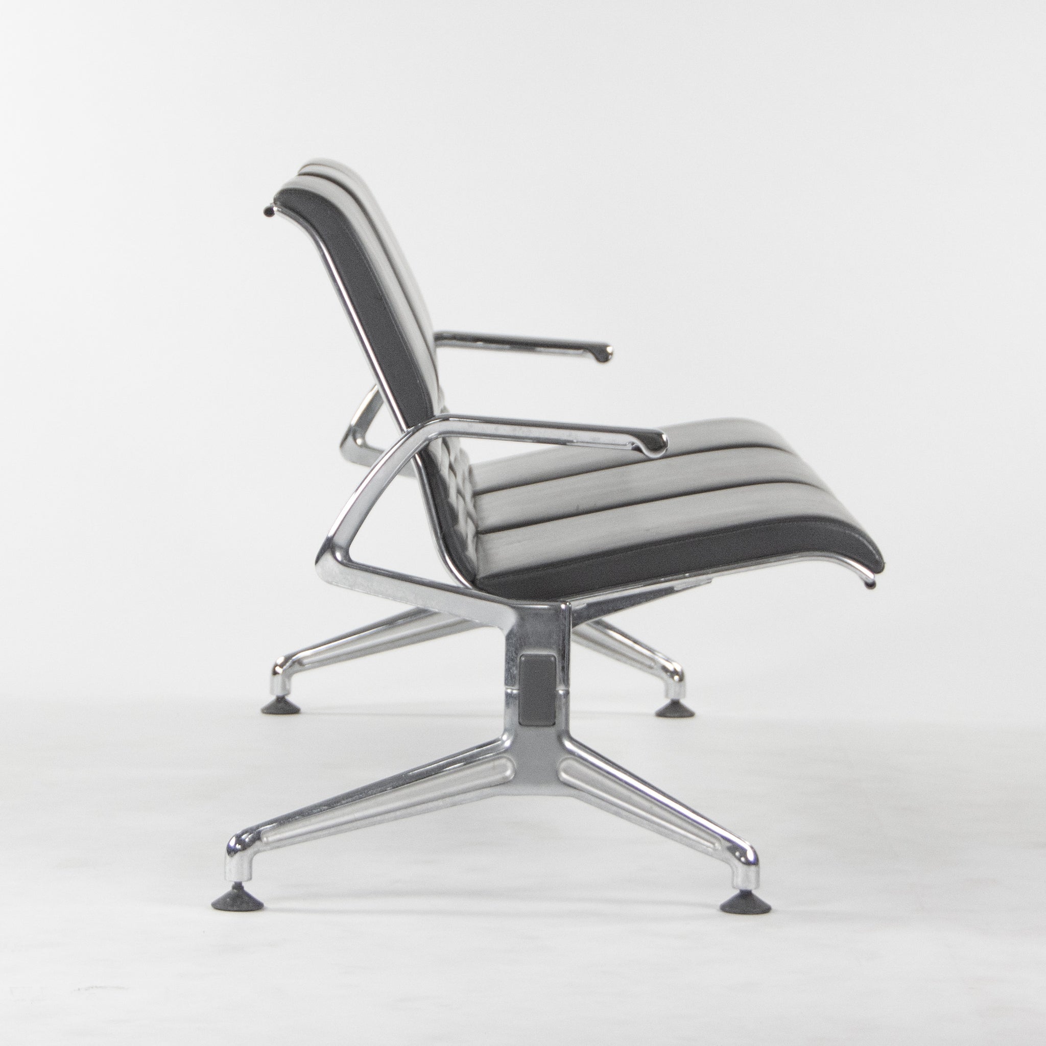 SOLD Jorgen Kastholm Kusch+Co 7130 3-Seater Airport Bench Seating Black Leather