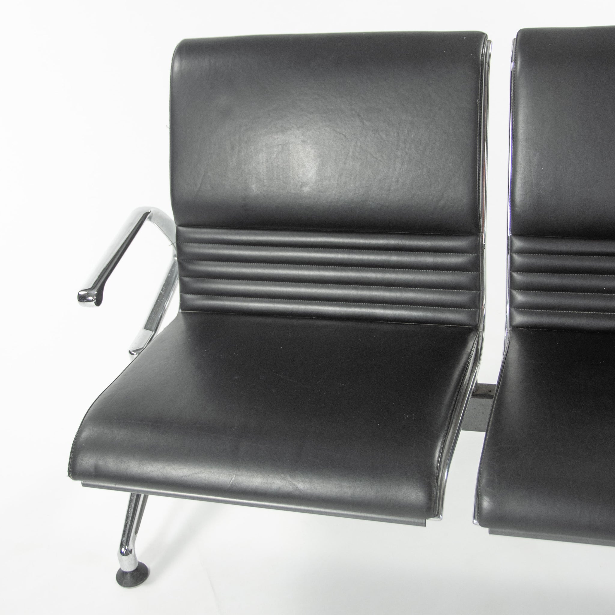 SOLD Jorgen Kastholm Kusch+Co 7130 3-Seater Airport Bench Seating Black Leather
