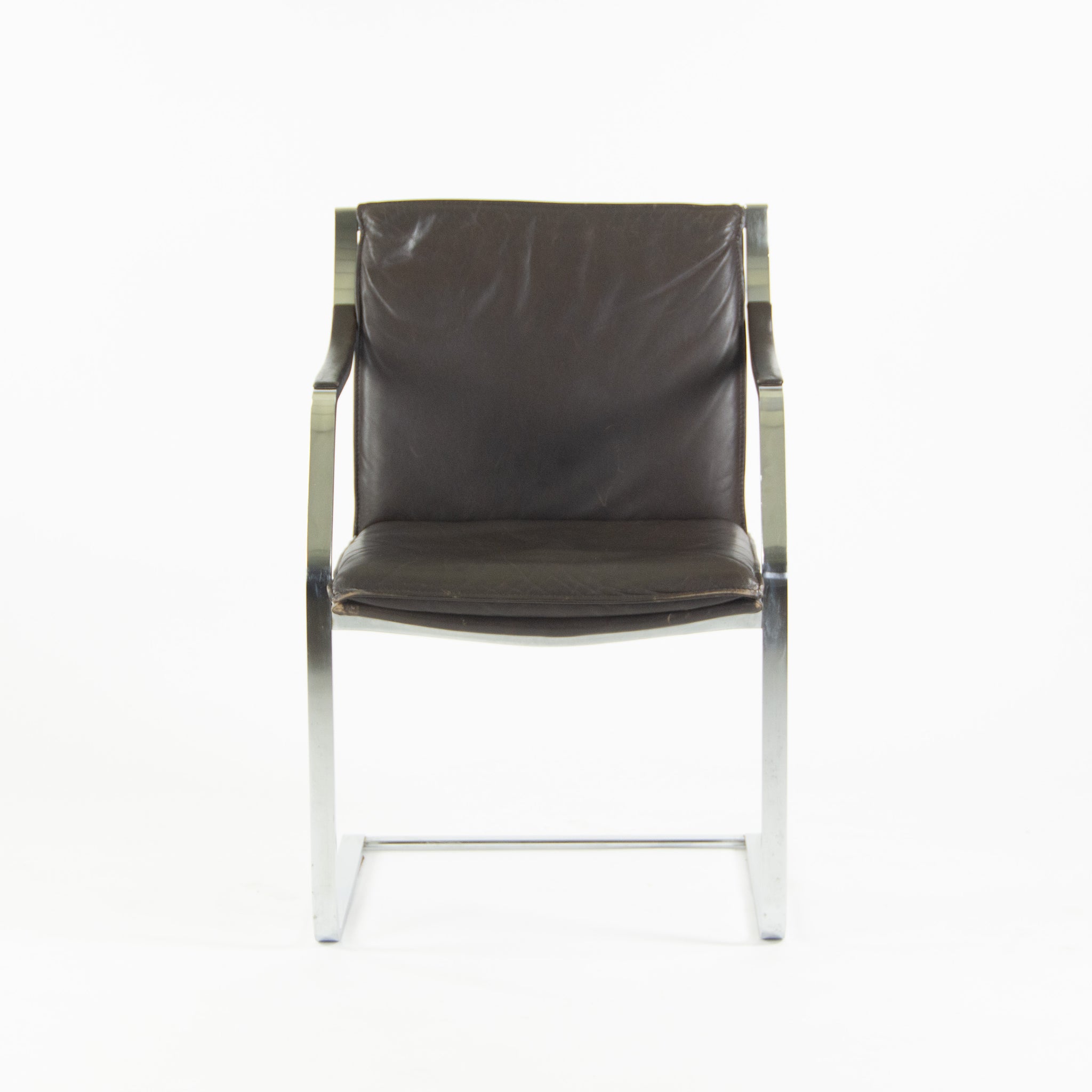 Rudolf B. Glatzel Vintage Walter Knoll Art Collection Leather & Stainless Chair