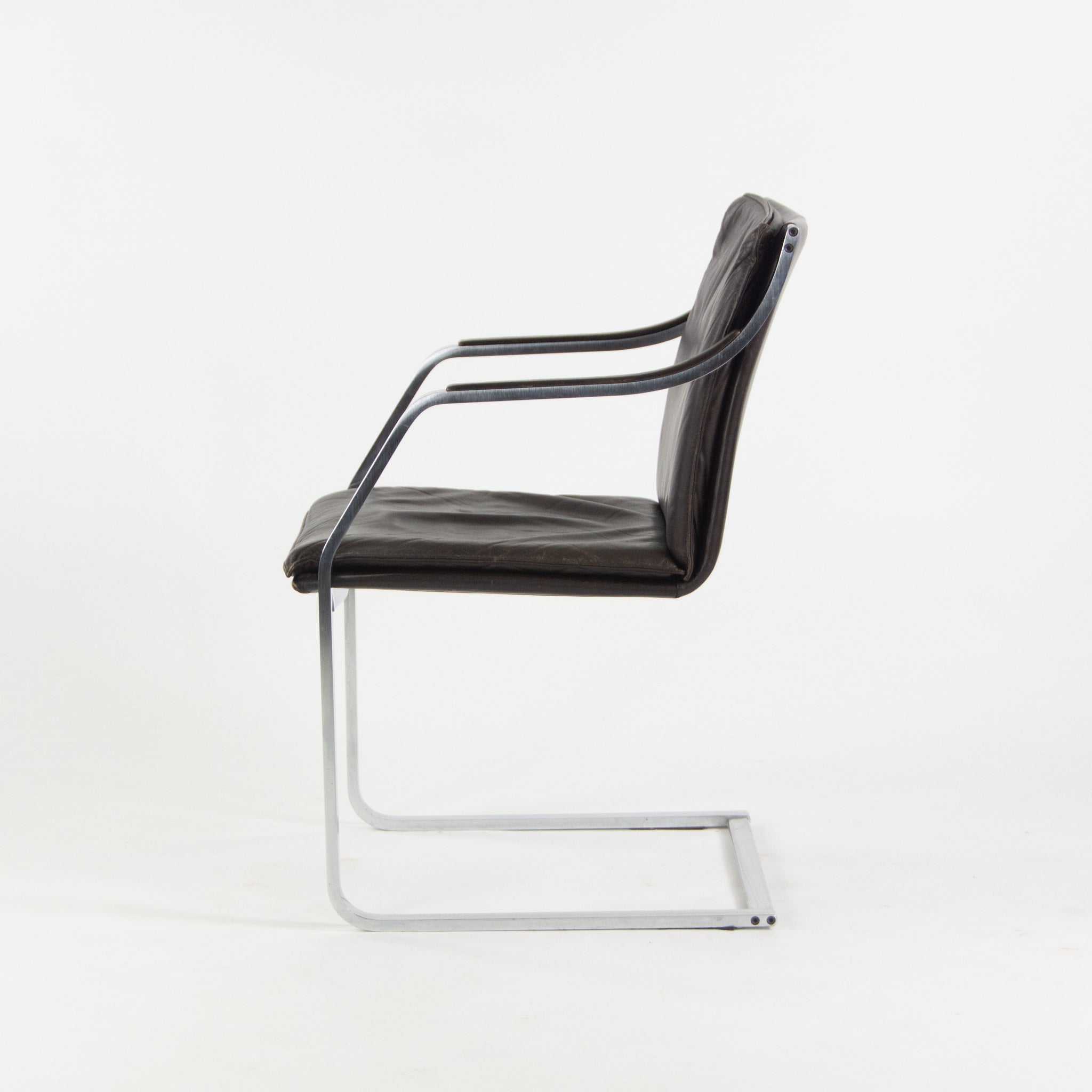 Rudolf B. Glatzel Vintage Walter Knoll Art Collection Leather & Stainless Chair