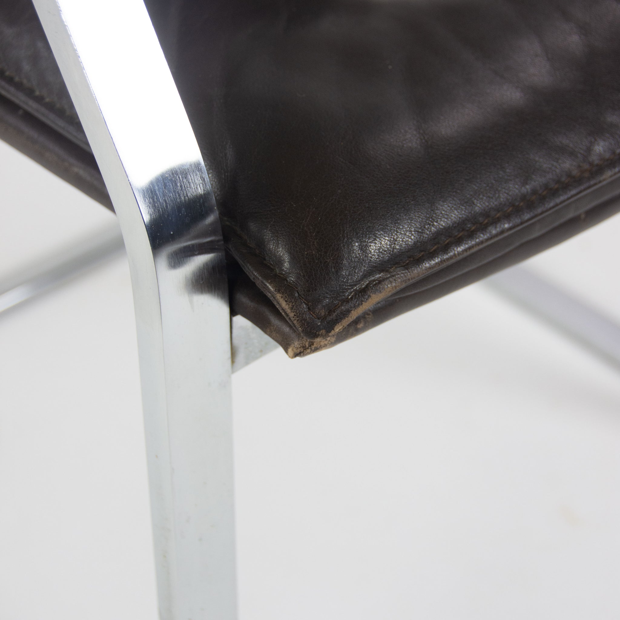 Rudolf B. Glatzel Vintage Walter Knoll Art Collection Leather & Stainless Chair