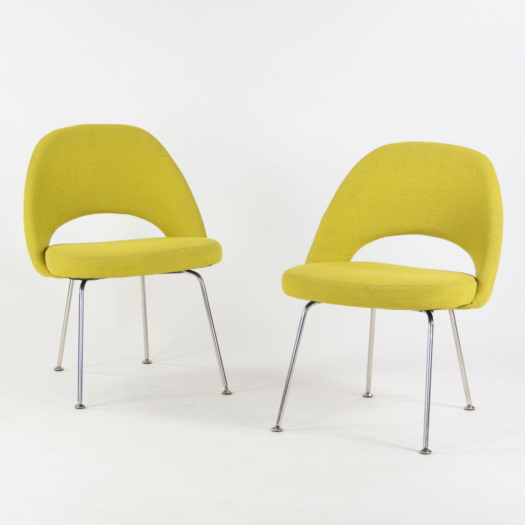 SOLD Knoll Eero Saarinen Executive Armless Side Chairs Green Boucle Pair Vintage