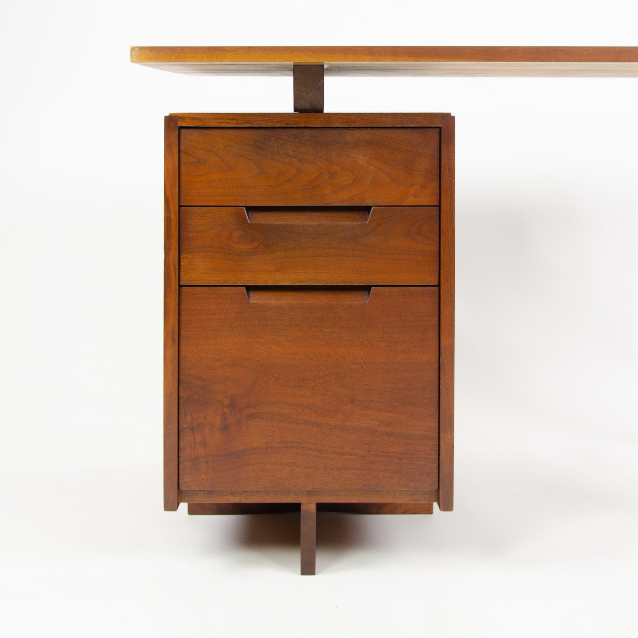 1956 George Nakashima Studio Single Pedestal Black Walnut Desk w/ Spindle Legs
