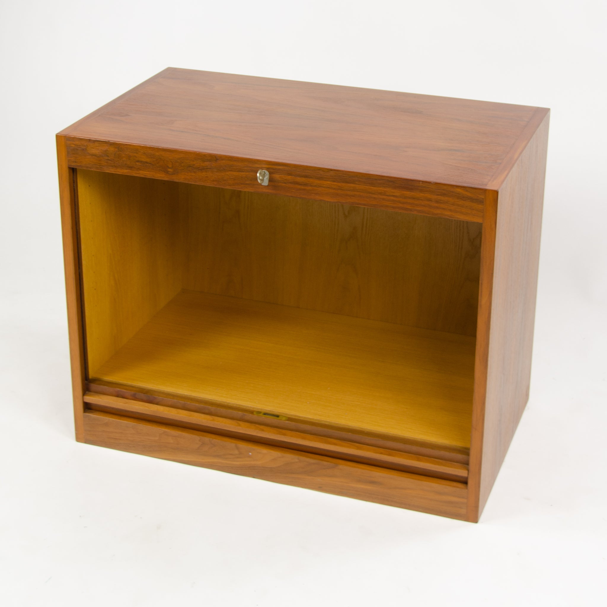 1970s Hans Wegner Johannes Hansen Denmark Tambour Walnut Cabinet Storage System