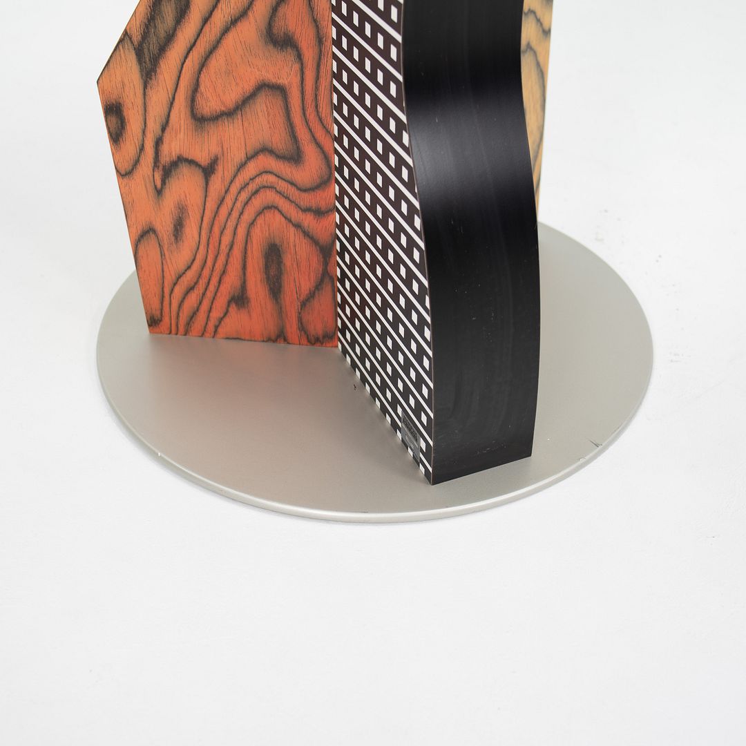 SOLD 1985 Ivory Pedestal by Ettore Sottsass for Memphis Milano in Wood, Laminate, and Glass