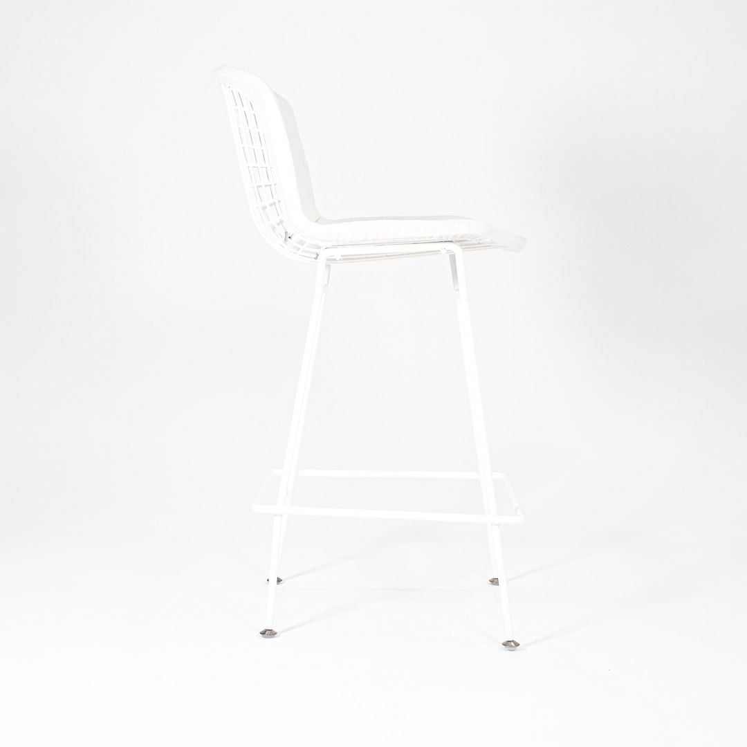 2021 Bertoia Counter Stool Model 426C by Harry Bertoia for Knoll in White with Full Upholstered Pad
