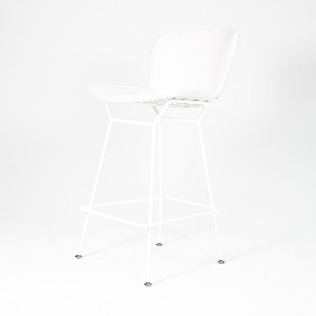 2021 Bertoia Counter Stool Model 426C by Harry Bertoia for Knoll in White with Full Upholstered Pad
