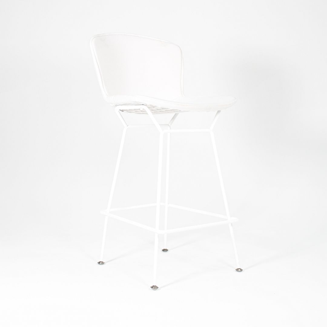 2021 Bertoia Counter Stool Model 426C by Harry Bertoia for Knoll in White with Full Upholstered Pad
