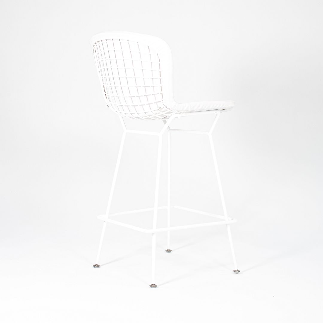 2021 Bertoia Counter Stool Model 426C by Harry Bertoia for Knoll in White with Full Upholstered Pad