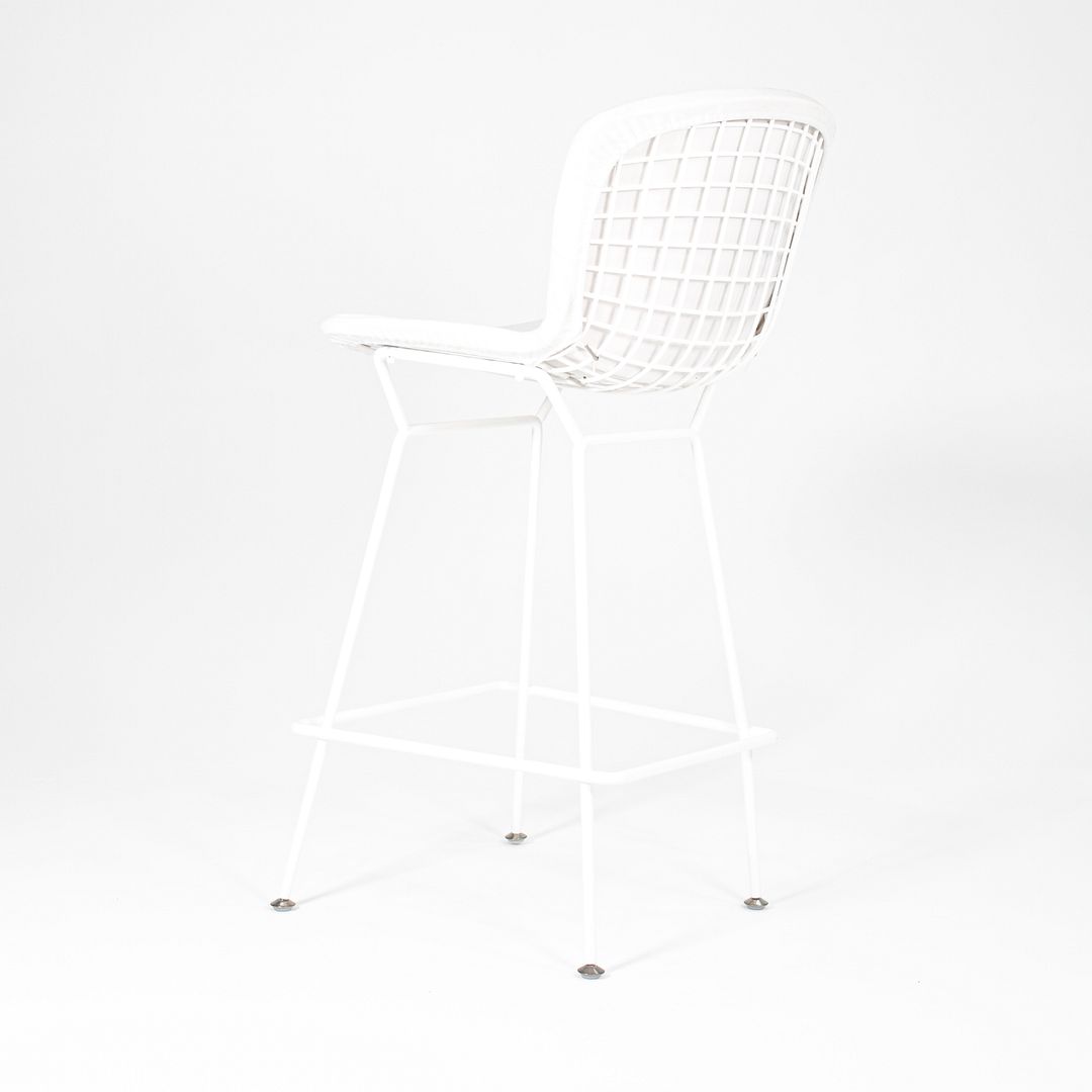 2021 Bertoia Counter Stool Model 426C by Harry Bertoia for Knoll in White with Full Upholstered Pad